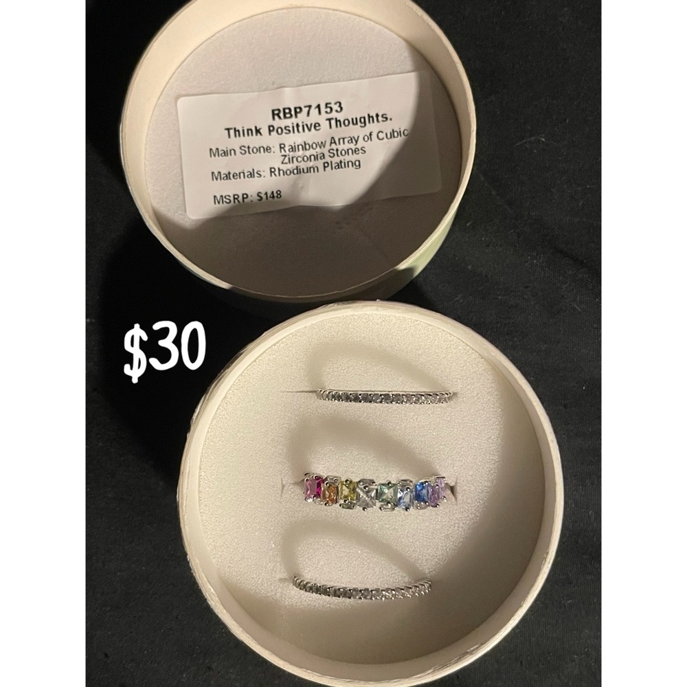 Think Positive Thoughts Rainbow Zircon Ring